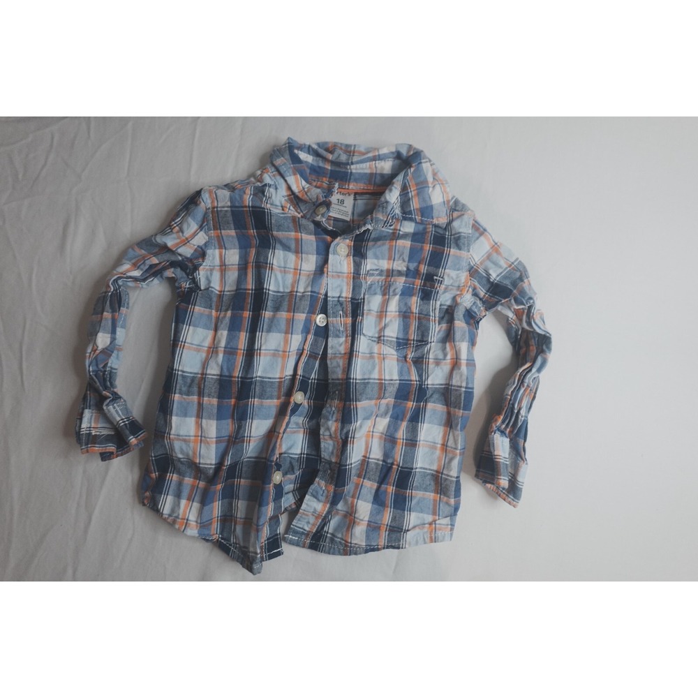 Carters Plaid Flannel Shirt Baby Boys Size 18 Months Button‎ Up Long Sleeve
